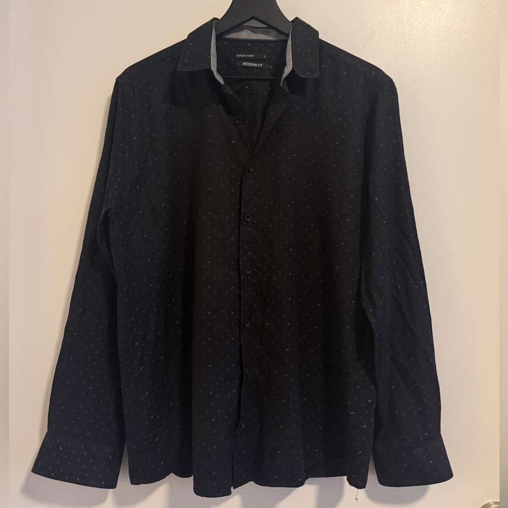 Black Patterned Button Down Shirt - image 1